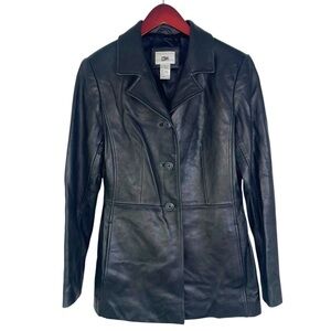 Vintage BP. leather jacket genuine lamb skin button front black womens medium